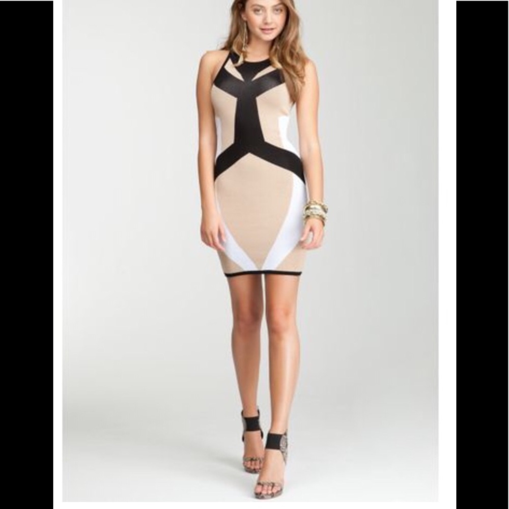 Bebe High Neck Color Block Dress